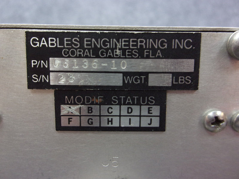 Gables Nav Comm Control P/N G6136-10