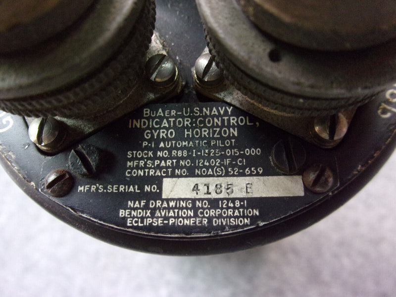 Bendix P-1 Autopilot Gyro Horizon Control Indicator P/N 12402-1F-C1