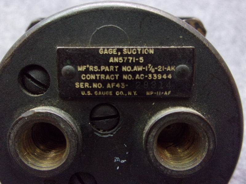 US Gauge AW-1-7/8-21-AK Suction Indicator Gauge P/N AN5771-5