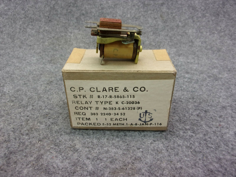 C.P. Clare Type K Relay P/N C-20036 R-17-R-5865-115