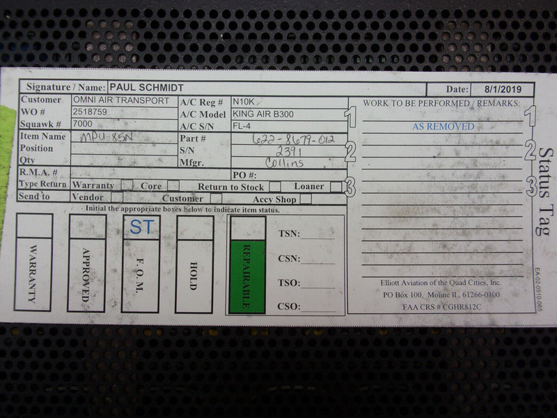 Collins MPU-85N Multifunction Processor Unit P/N 622-8679-012