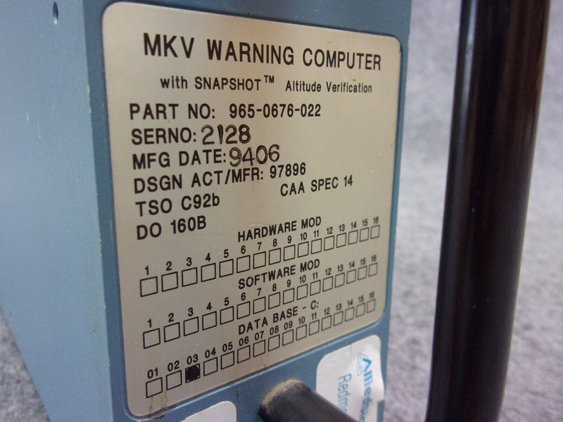 Allied Signal MKV Warning Computer P/N 965-0676-022