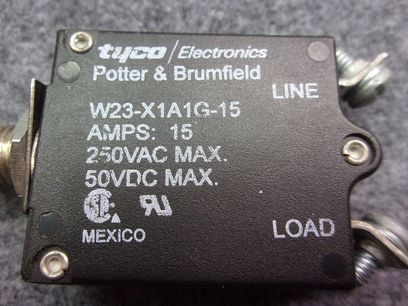 Potter & Brumfield 15A Circuit Breaker P/N W23-X1A1G-15