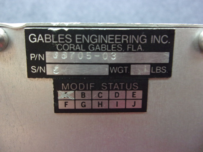 Gables Nav Comm Control P/N G6705-03