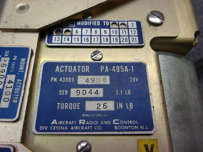 4951pa ARC PA-495A-1 Actuator Motor P/N 43989-4908 And Mount P/N 44415-4100 ...