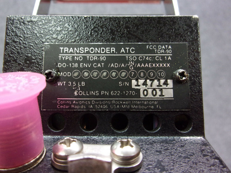 Collins TDR-90 ATC Transponder P/N 622-1270-001