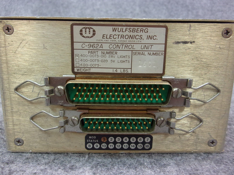 Wulfsberg C-962A Tranceiver Control Unit P/N 400-0073-010