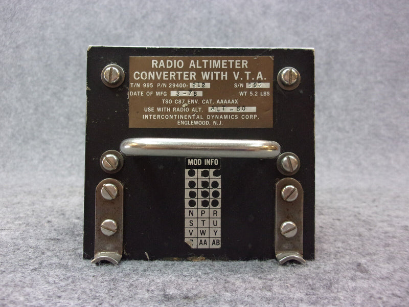 Intercontinental Dynamics Type 995 Radio Altimeter Converter P/N 29400-212