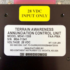 Mid-Continent MD41-1308 TAWS Terrain Awareness Annunciation Control Unit (New)