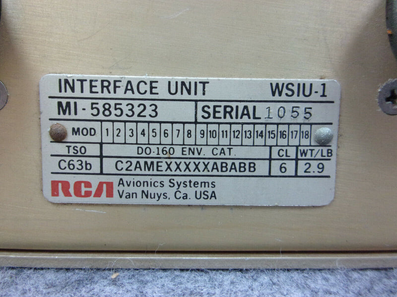 RCA WSIU-1 Interface Unit P/N MI-585323