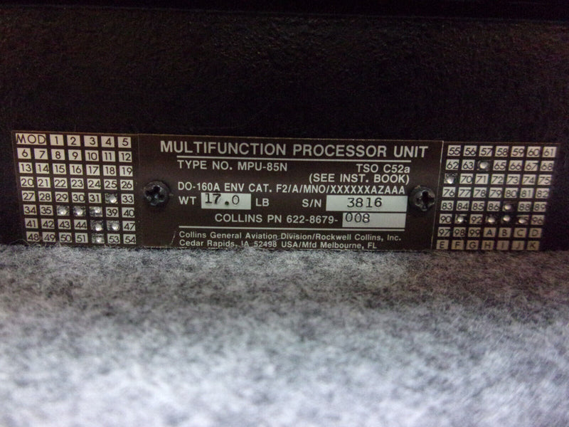 Collins MPU-85N Multifunction Processor Unit P/N 622-8679-008