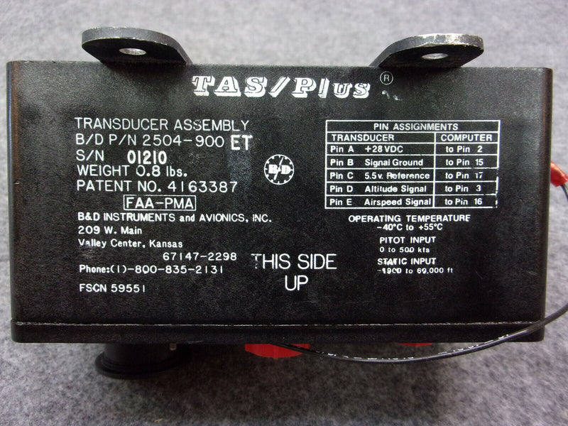 B+D TAS/Plus Transducer P/N 2504-900ET (Tested w/8130)