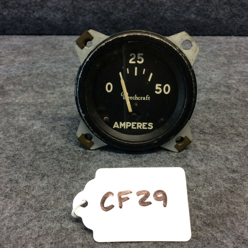 Beechcraft Amperes Indicator Gauge 0-50 Amps P/N 95-380017-1