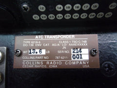 Collins 621A-6 ATC Transponder P/N 787-6211-001 (Overhauled w/8130)