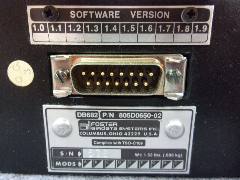 Foster Airdata DB682 Database With Mount Tray P/N 805D0650-02