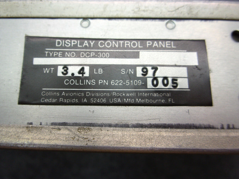 Collins DCP-300 Display Control Panel P/N 622-5109-005