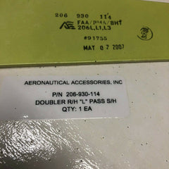 Bell 206 Helicopter Doubler P/N 206-930-114