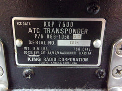 King KXP-7500 ATC Transponder P/N 066-1056-00