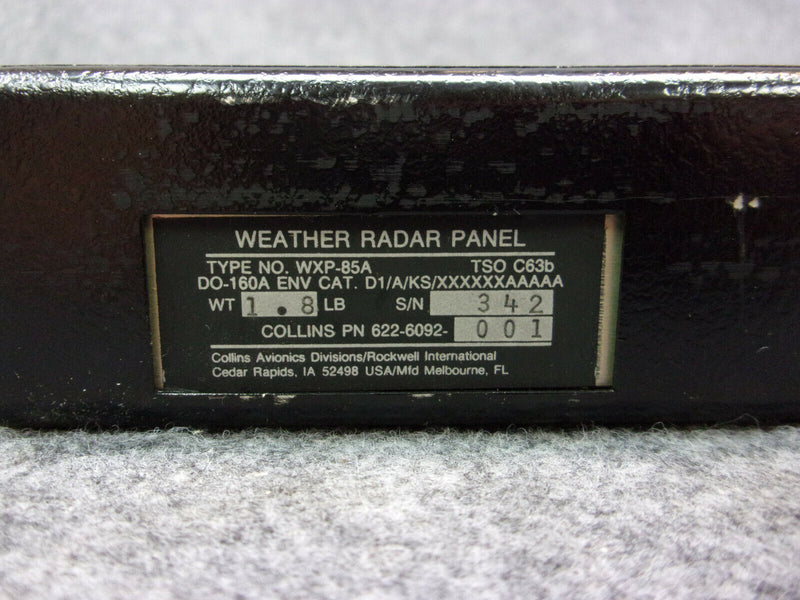 Collins WXP-85A Weather Radar Panel P/N 622-6092-001