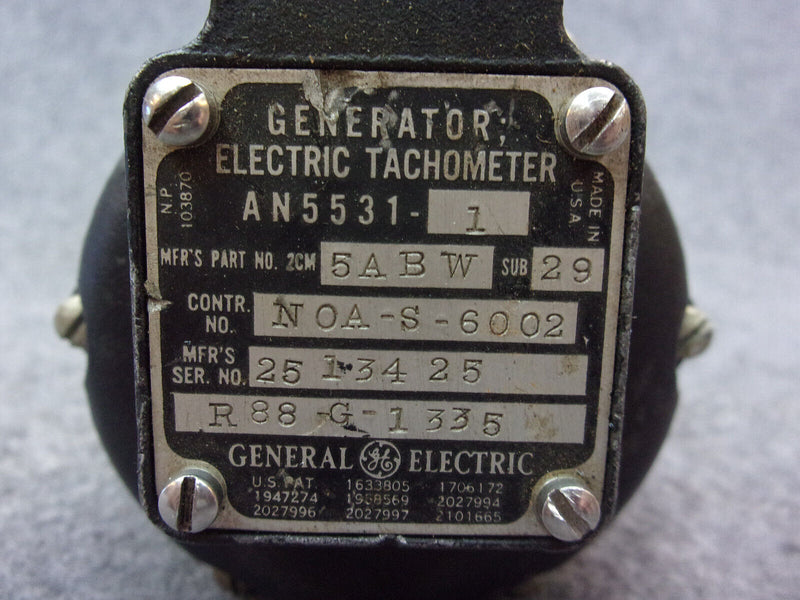 GE AN5531-1 Electric Tachometer Generator P/N 5ABW-29