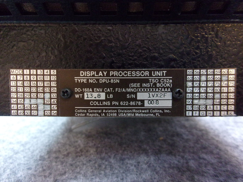 Collins DPU-85N Display Processor Unit P/N 622-8678-008