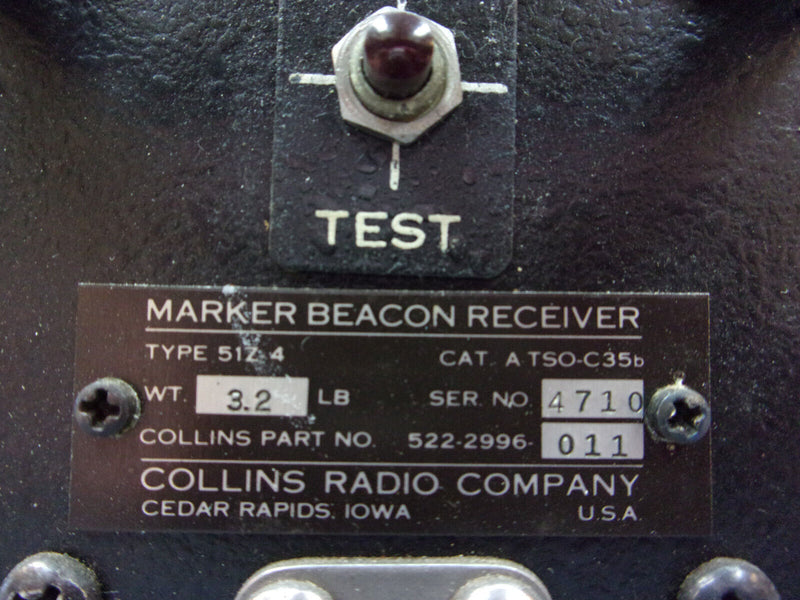 Collins 51Z-4 Marker Beacon Receiver P/N 522-2996-011