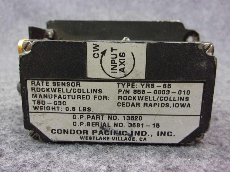 Collins Condor YRS-65 Yaw Rate Sensor P/N 270-0930-010  856-0003-010